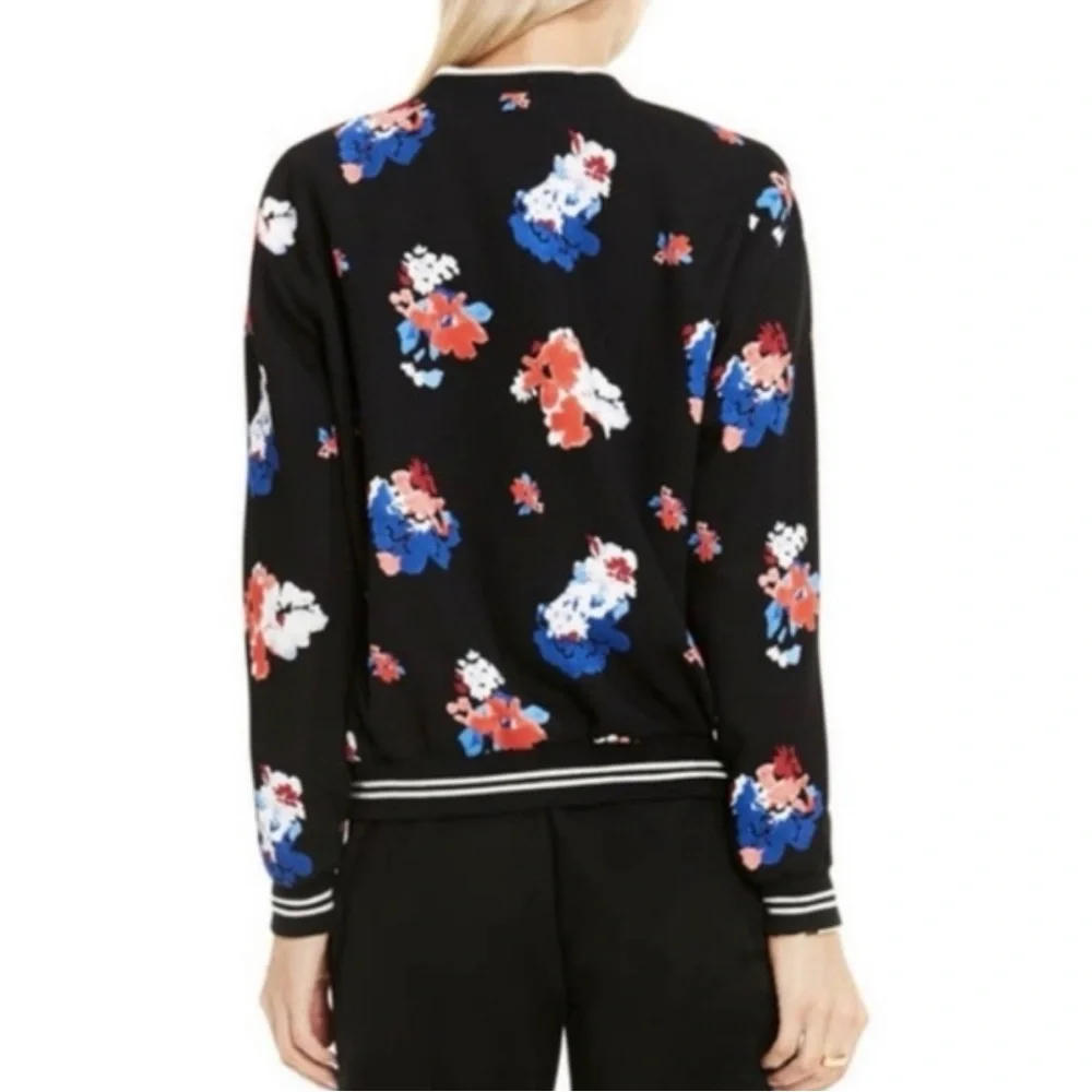 Vince Camuto Petite M‎ Floral Lightweight Bomber Jacket Black Spring